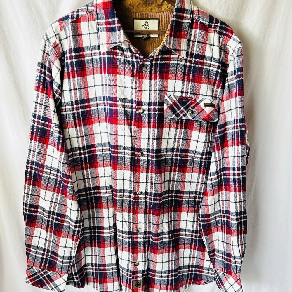 Legendary Whitetails Flannel Men's Shirt Size Large Red Plaid Workwear Outdoor